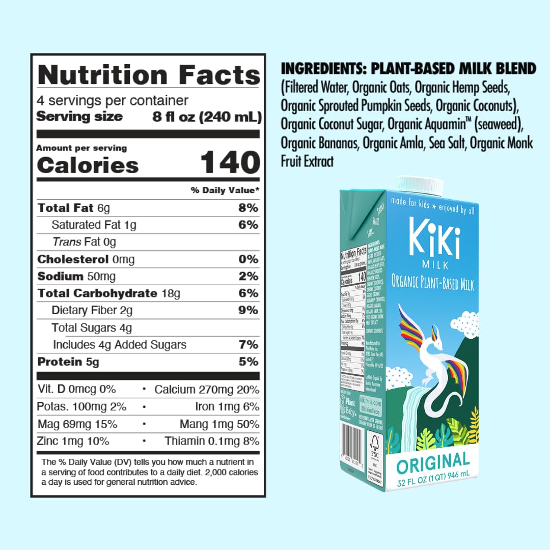 Kiki Milk Plant Based Milk Sample Kit - Chocolate, Unsweetened, Original - 32 Fl Oz Each - Gluten, Dairy, Soy Free