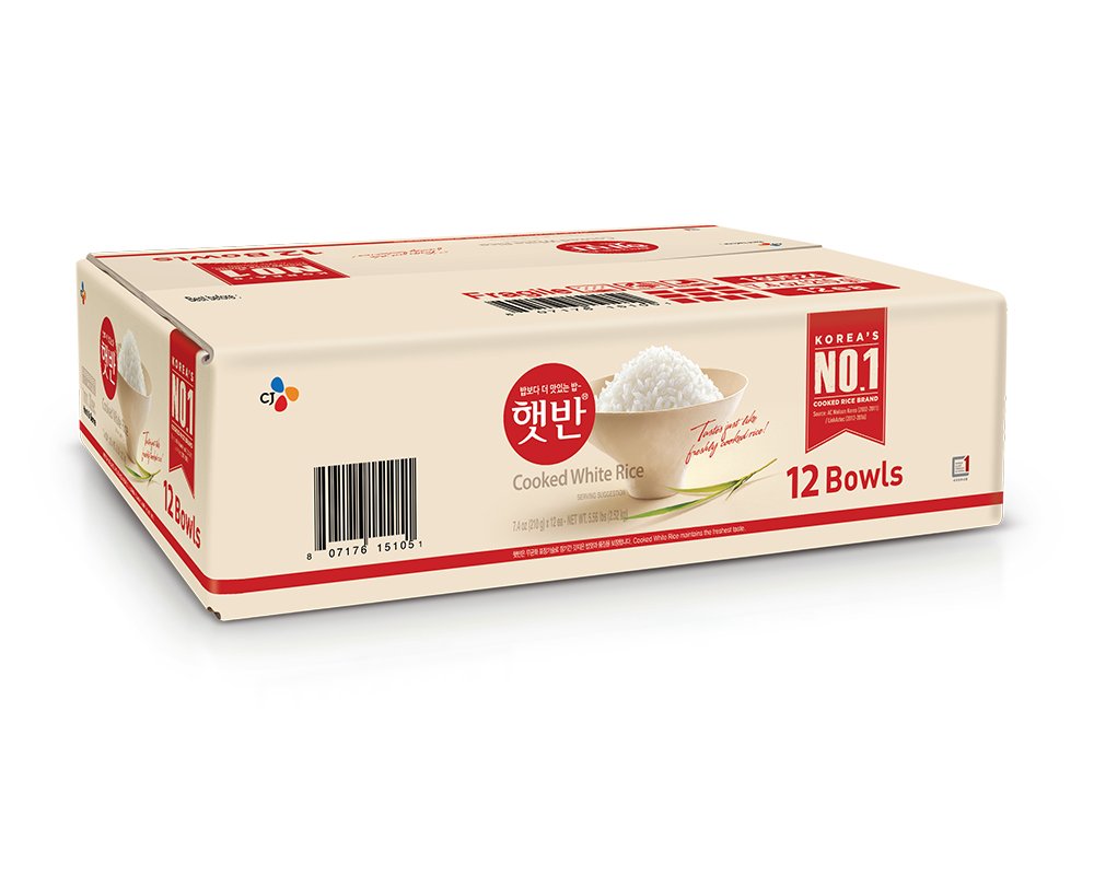 CJ Instant Rice: Cooked White Hetbahn, Gluten-Free & Vegan, Instant & Microwaveable, No Preservatives, Healthy & Delicious, 7.4