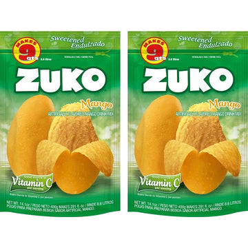 Zuko Mango Instant Powder Drink | Family Pack | No Sugar Needed | Vitamin C | 14.1 Ounce (Pack of 2)
