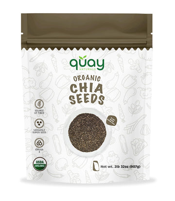 Quay Naturals Organic Chia Seeds, 2lb, Non-GMO, Gluten Free, High Fiber, Black Chia Seeds Organic