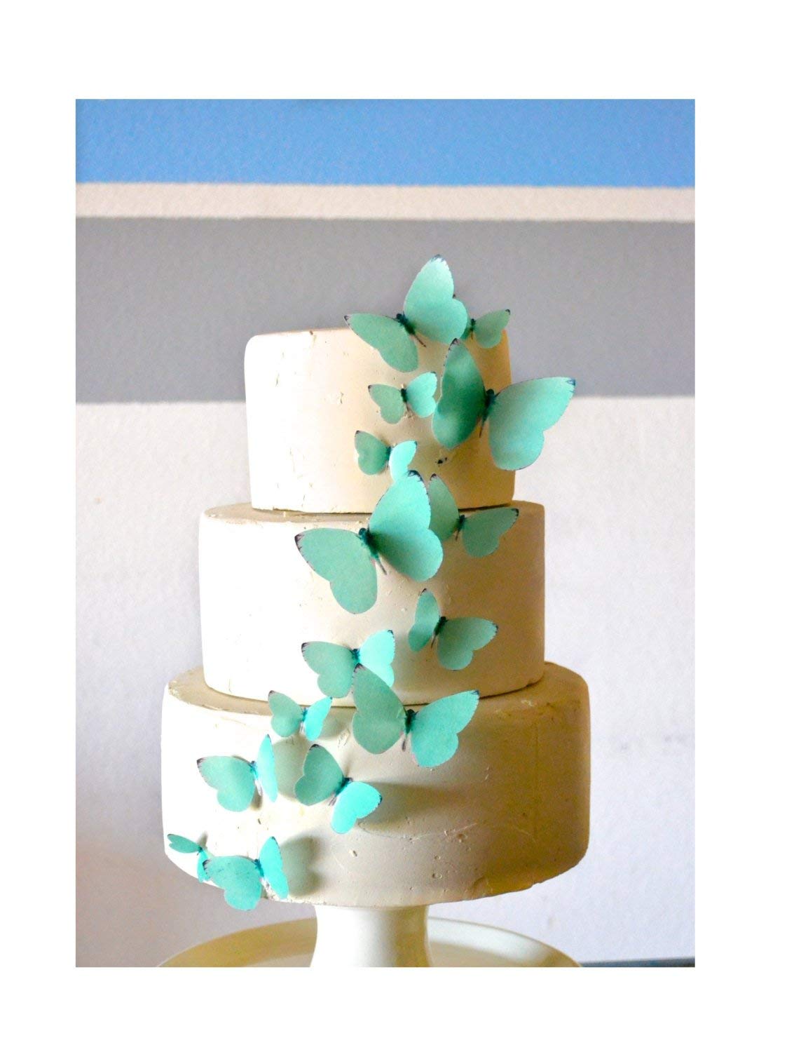Sugar Robot Inc. Edible Butterflies Assorted Size Top-Grade Crafted Made In The Usa - Cake And Cupcake Toppers  Decoration (Teal)
