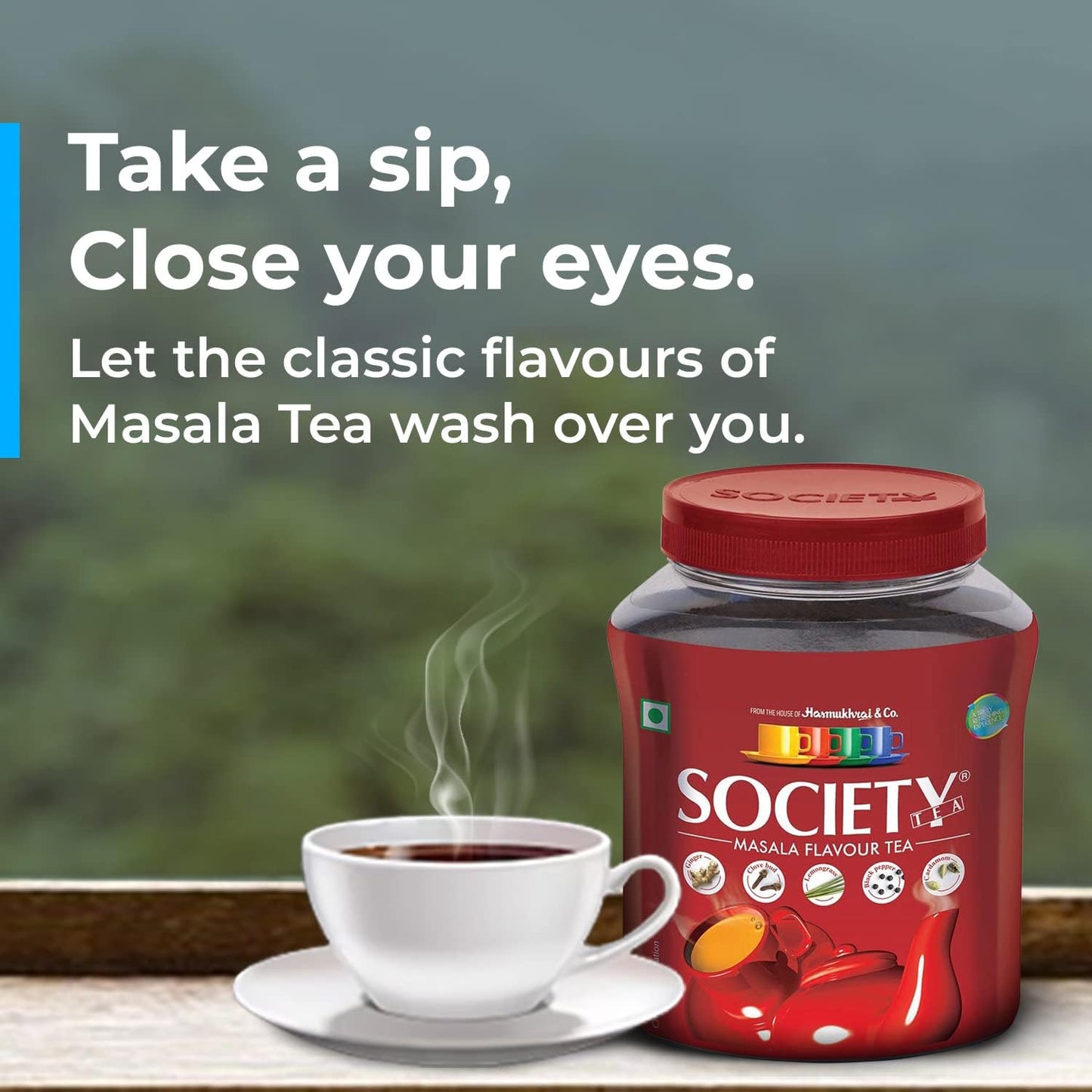 Society Masala Tea 16 Oz, 225 Cups, Indian Organic Black Tea, With Ginger, Clove Bud, Lemongrass, Black Pepper & Cardamom, Natur
