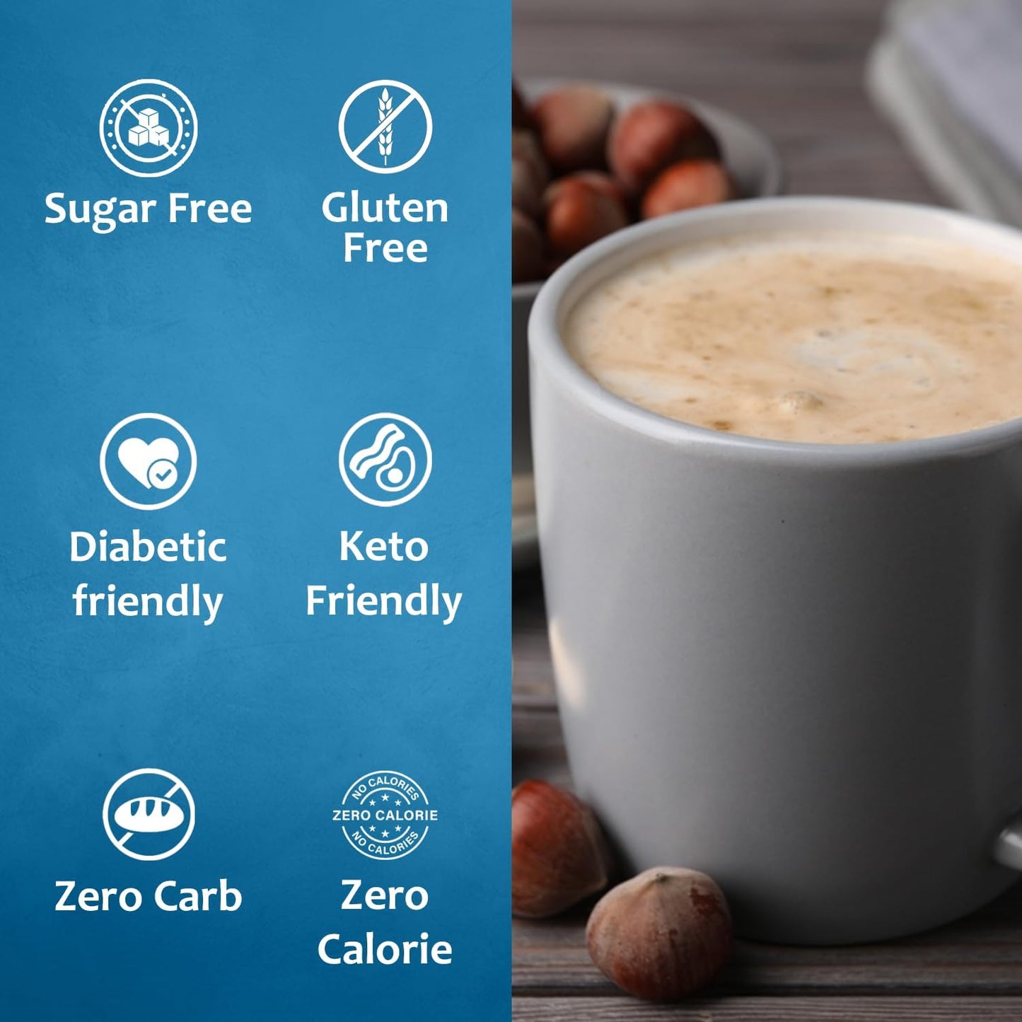 Syruvia Sugar-Free Hazelnut Syrup - 25.4 Fl Oz. Premium Coffee Flavoring Syrup. 0 Calories, Kosher, And Gluten-Free. Perfect For