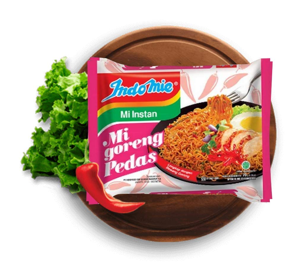 Indomie Mi Goreng Instant Stir Fry Ramen Noodles, Halal Certified, Hot & Spicy Flavor (40-Pack)
