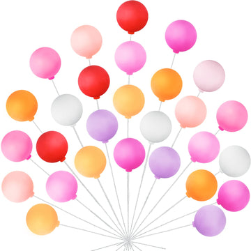 Skylety 30 Pieces Balloon Cake Topper Mini Colorful Balloon Cake Picks Round Balloon Cupcake Topper Cake Decoration For Dollhous