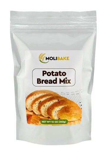 Molibake Potato Bread Mix - All-Natural Baking Mix for Bread Machine and Oven - 12 oz - Mix for Bread with Potato Flakes, Rye fl