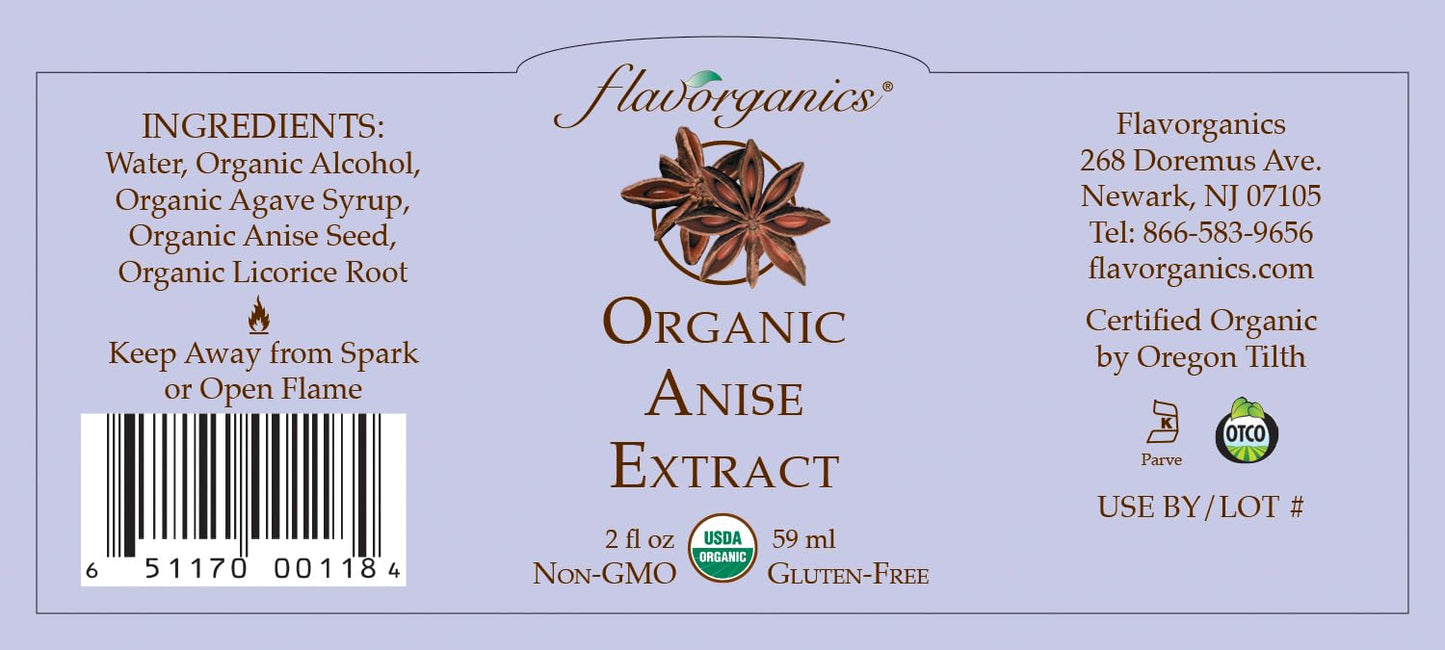 Flavorganics Organic Anise Extract, 2 Ounce (2 Pack)