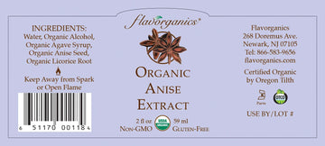 Flavorganics Organic Anise Extract, 2 Ounce Bottle