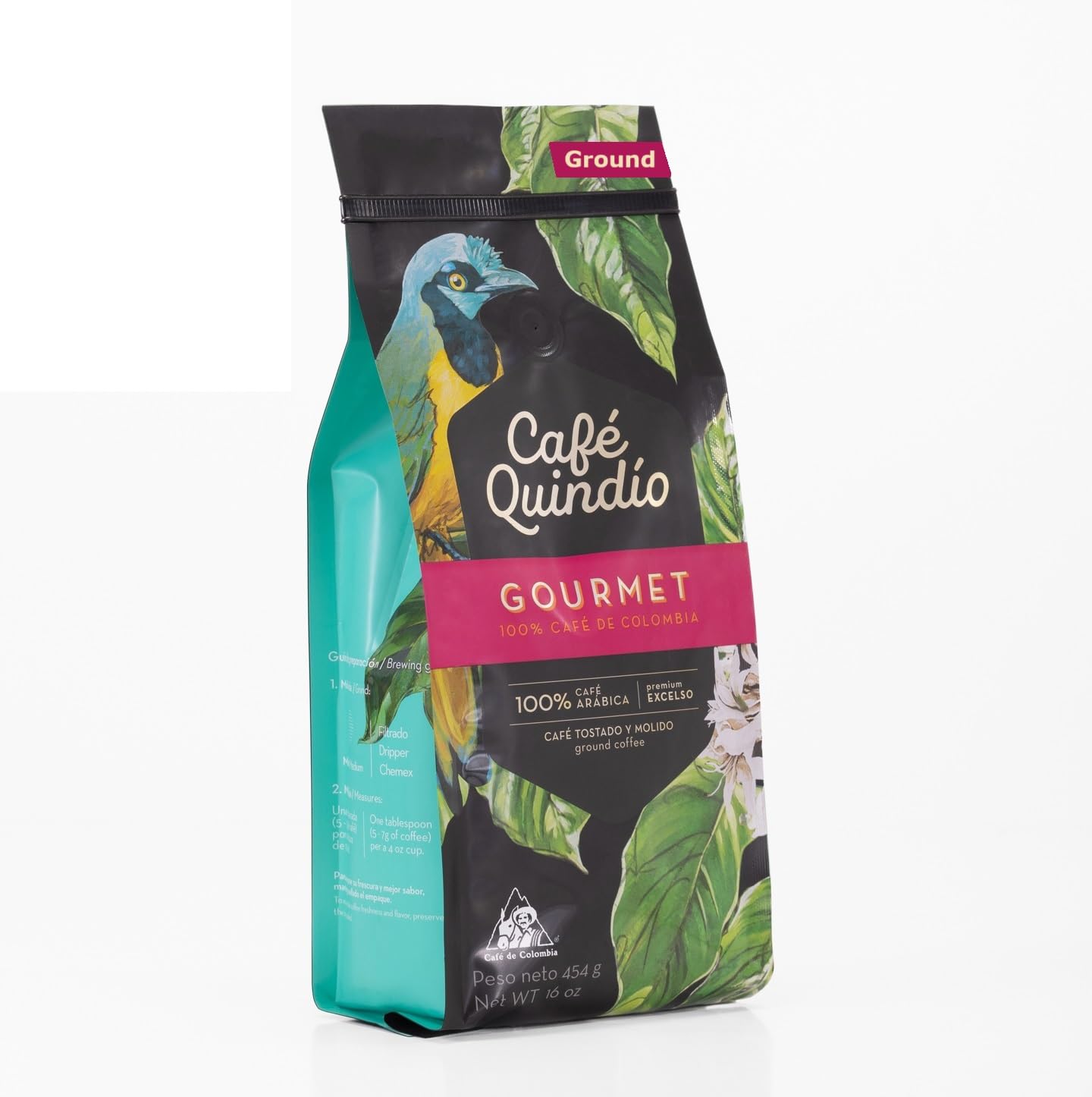 Cafe Quindio Gourmet Ground Coffee, 100% Colombian Excelso Coffee (16 oz / 454g)