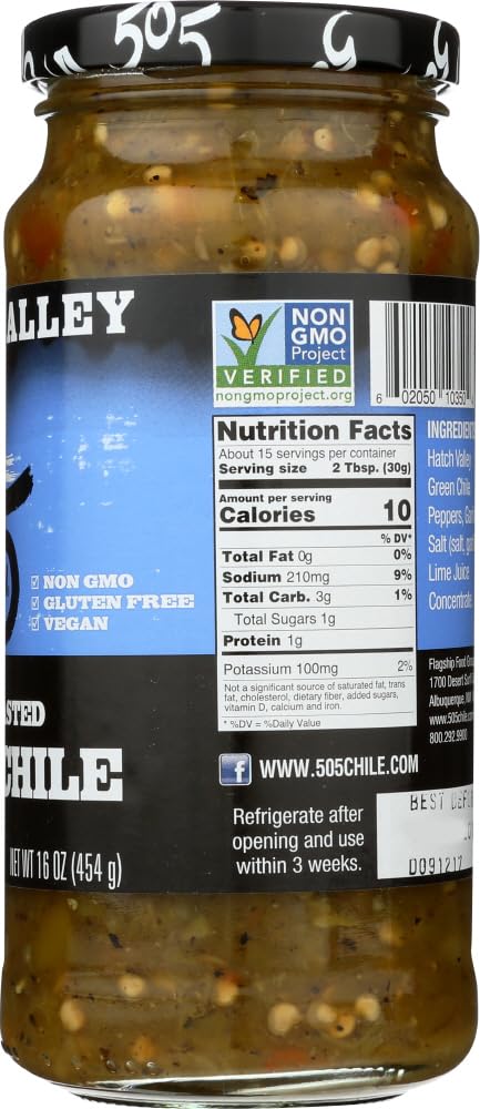 505 Southwestern 16Oz Jar (Select Flavor Below) (Diced Flame Roasted Green Chile - Medium) (3-Pack)