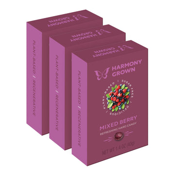 Stevita Harmony Grown Hard Candy, Mixed Berry - 3 Pack - 1.4 oz Shake & Share Box - Sugar Free, Non-GMO, Keto Friendly - Made in