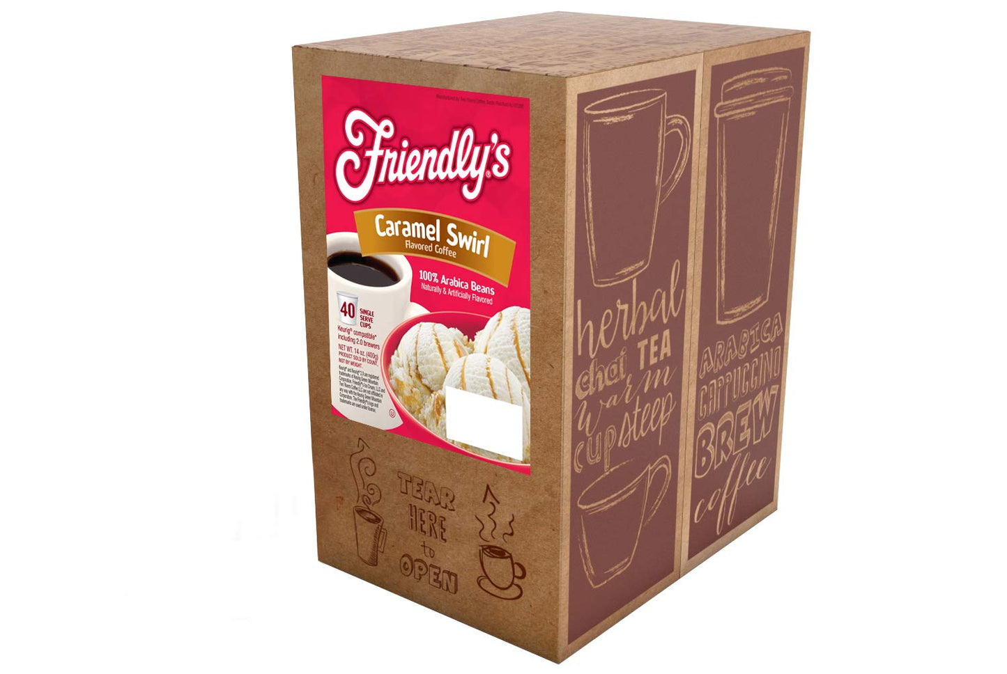 Friendlys Ice Cream Coffee Pods, Caramel Swirl, 40 Count, Compatible with Keurig K Cup malt-inspired