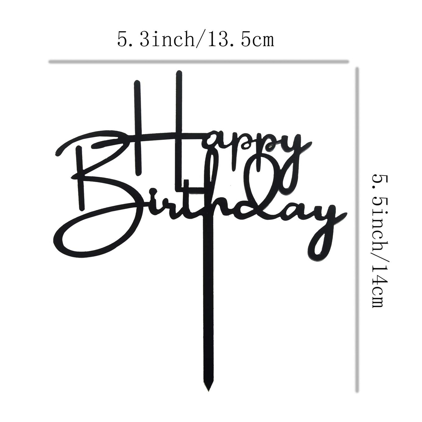 Black Happy Birthday Cake Toppers. Sparkling Black Birthday Cupcake Picks. Cake Birthday Party Decorations