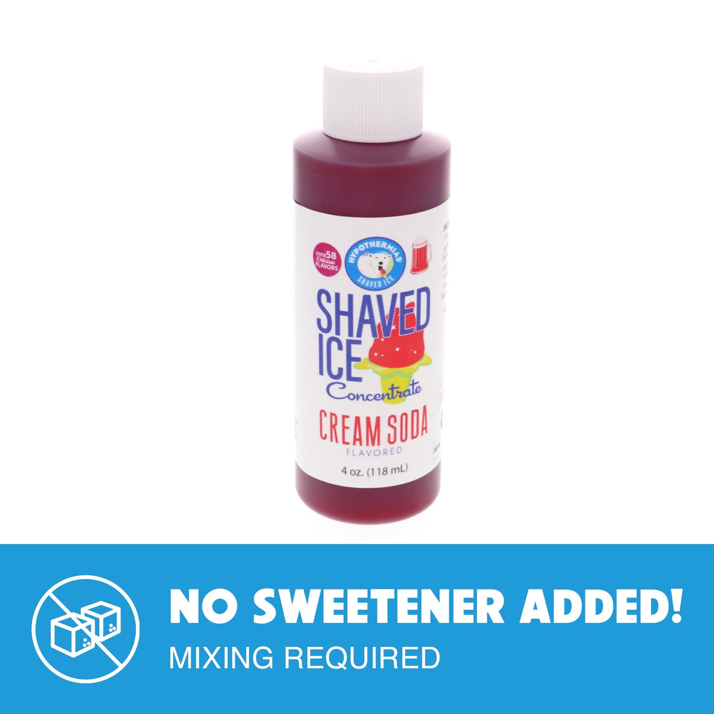 Hypothermias Shaved Ice Syrup Unsweetened Flavor Concentrate Red Cream Soda 4 Fl Oz Makes 1 Gallon