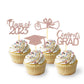 Moitkptt Cupcake Toppers Glitter Class of 2025 Graduation Cap Picks - Set of 24, Rose Gold, Paper
