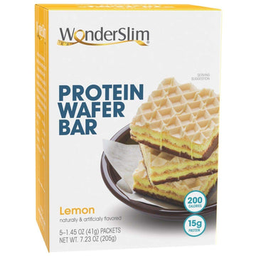 WonderSlim Protein Wafer Snack Bar  Lemon  200 Calories  15g Protein  0mg Cholesterol (5ct)