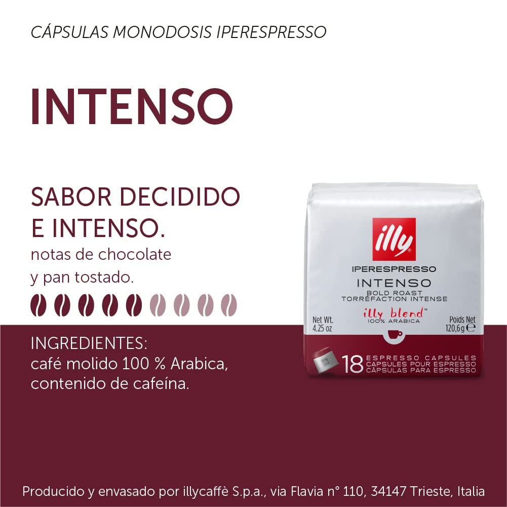 Illy Coffee, Intenso Iperespresso Capsule, Dark Roast Espresso Pods, Compatible With Illy Iperespresso Machines, 18 Count