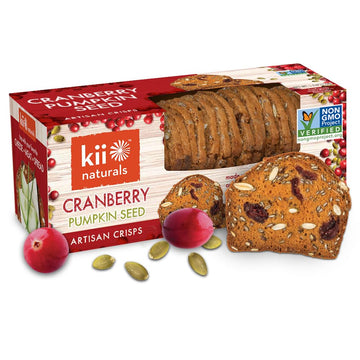 Kii Naturals Artisan Crisps, Healthy Snack Crackers For Cheese, Meats, Spreads, Charcuterie Board - Non-Gmo, Kosher, No Preserva