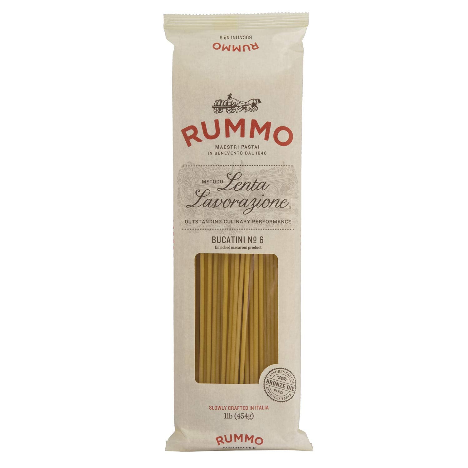 Rummo Italian Pasta Bucatini No.6, Always Al Dente (16 Ounce Package)