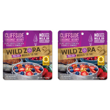 Wild Zora Paleo Freeze Dried Meals for Backpacking & Camping - Healthy Gluten Free & Grain Free Camping Meals/Backpacking Food + No Added Sugar - Great for Travel (Cliffside Coconut Berry 2-Pack)