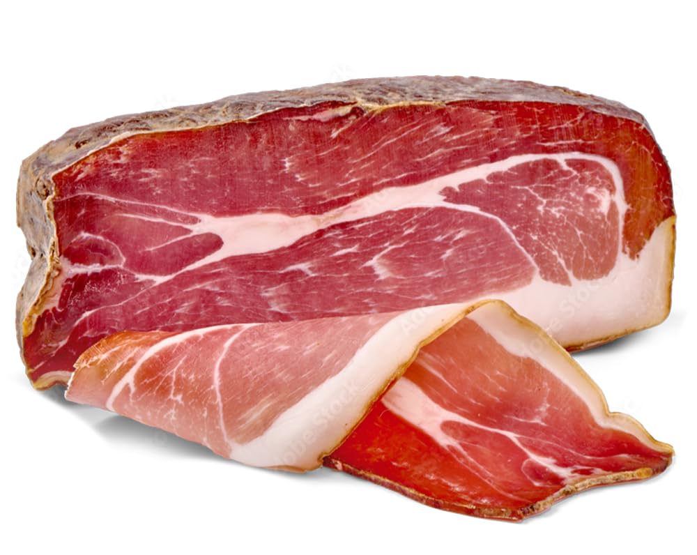 Imported Premium Prosciutto Aged 14 Months Boneless 4 Pound Cut. Hand Selected And Cut From The Leg.