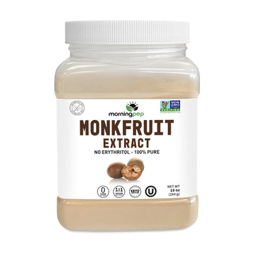 Morning Pep Monk Fruit Extract Sweetener, Non-GMO, Keto Certified, 10 oz, Zero Calories, No Erythritol, Over 900 Servings