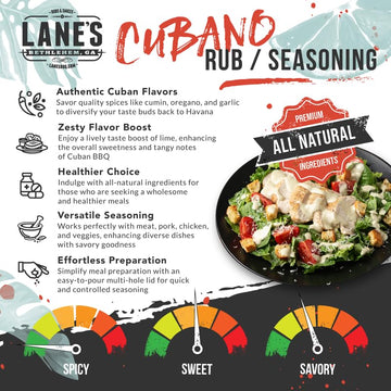 Lane's Cubano Cuban Seasoning Rub, All-Natural Cuban Spice Blend, Perfectly Balanced Taste for Your Favorite Hamburgers & Pork T