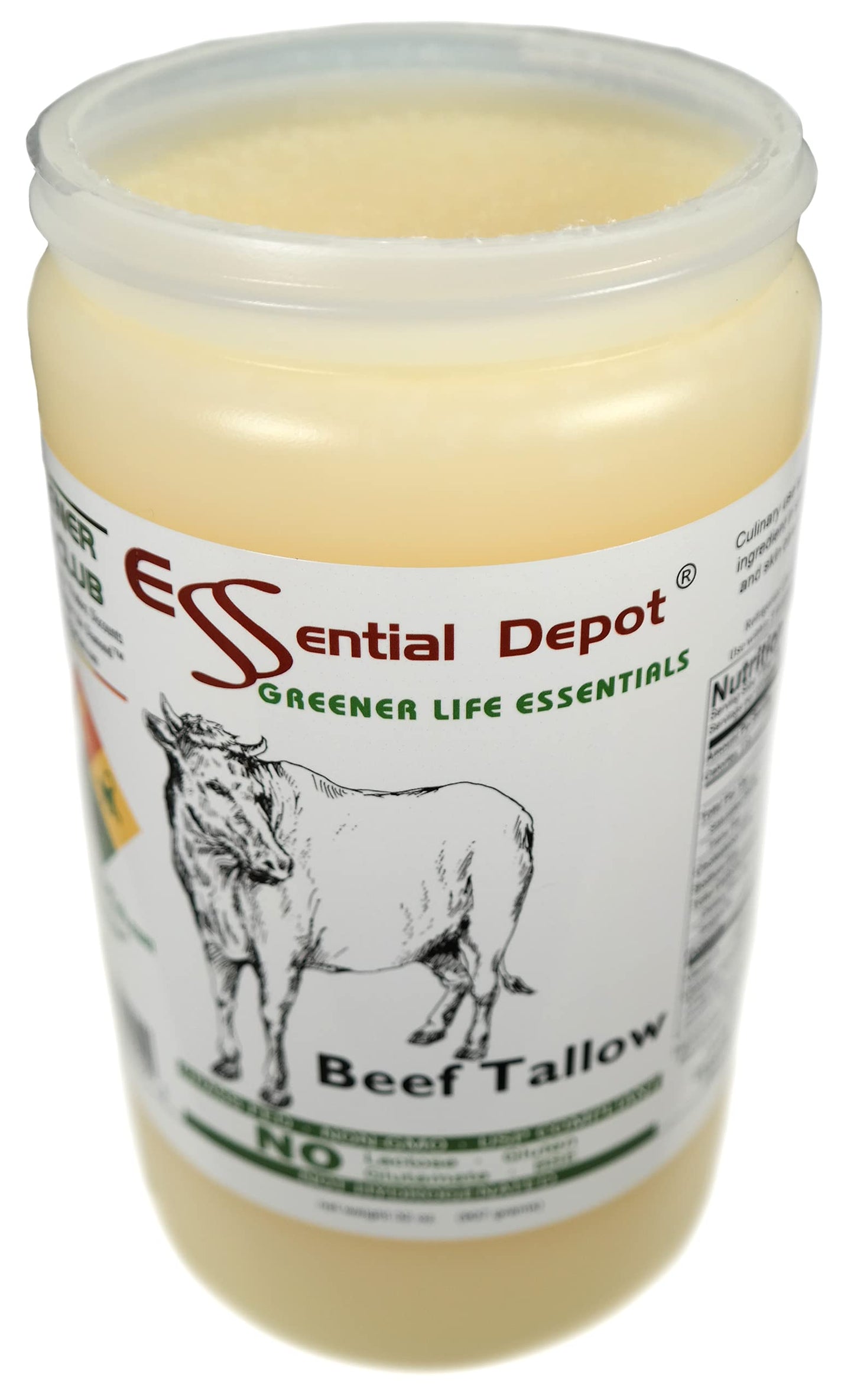 Beef Tallow - 1 Quart (32 oz nt wt) - Grass Feed - Non-GMO - Keto Friendly - Food Grade - FREE from LACTOSE-GLUTEN-GLUTAMATE-BSE