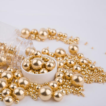 Edible Bright Gold Sugar Pearls Candy Sprinkles 120G/ 4.23Ounce Baking Cake Sprinkles Cupcake And Cake Topper Cookie Decorations