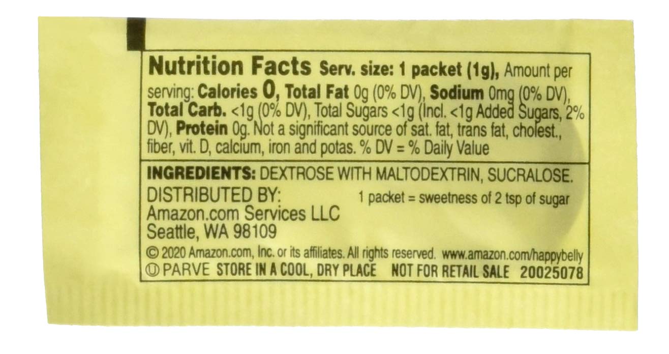 Happy Belly Zero Calorie Sucralose Sweetener Powder, 2000 Count Packet