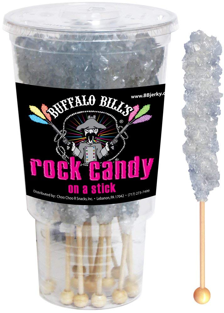 Buffalo Bills Natural (Silver) Rock Candy On A Stick (12-Ct Cup Silver Rock Candy Crystal Sticks)