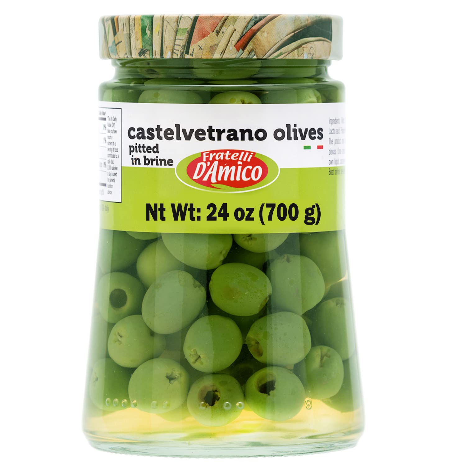FRATELLI DAMICO Castelvetrano Green Olives, Premium Quality, 24 oz, Imported from Italy