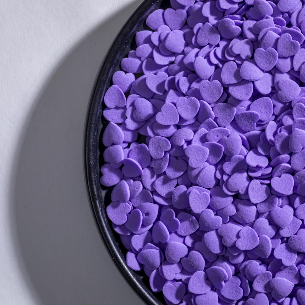 NIPEOR Purple Heart Sprinkles for Cake Decorating - Jumbo Heart, 3.53 oz/100g, Ideal for Valentine Weddings