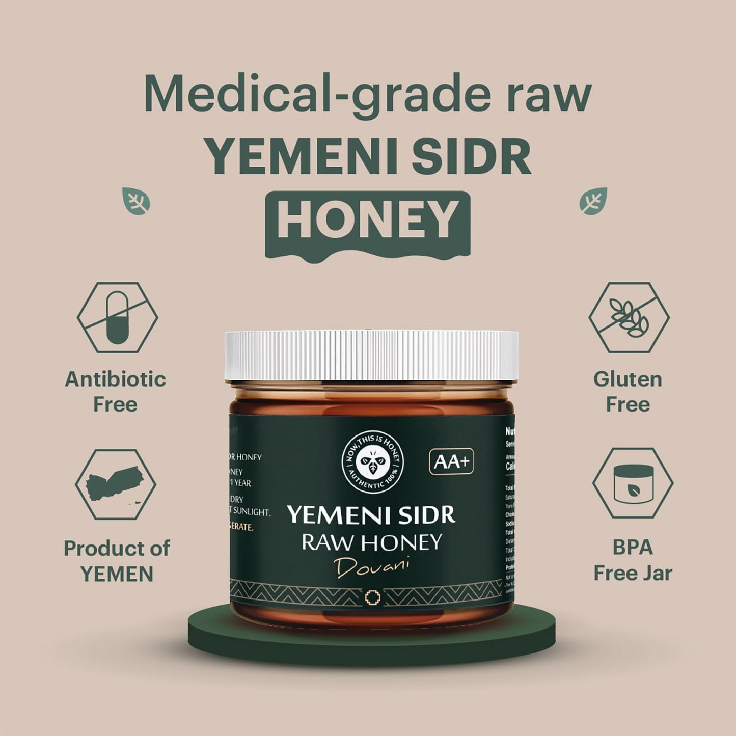 Raw Yemeni Sidr Honey Grade Aa+ Royal Premium Honey, Unpasteurized, And Unfiltered - Authentic Douani Sidr Honey