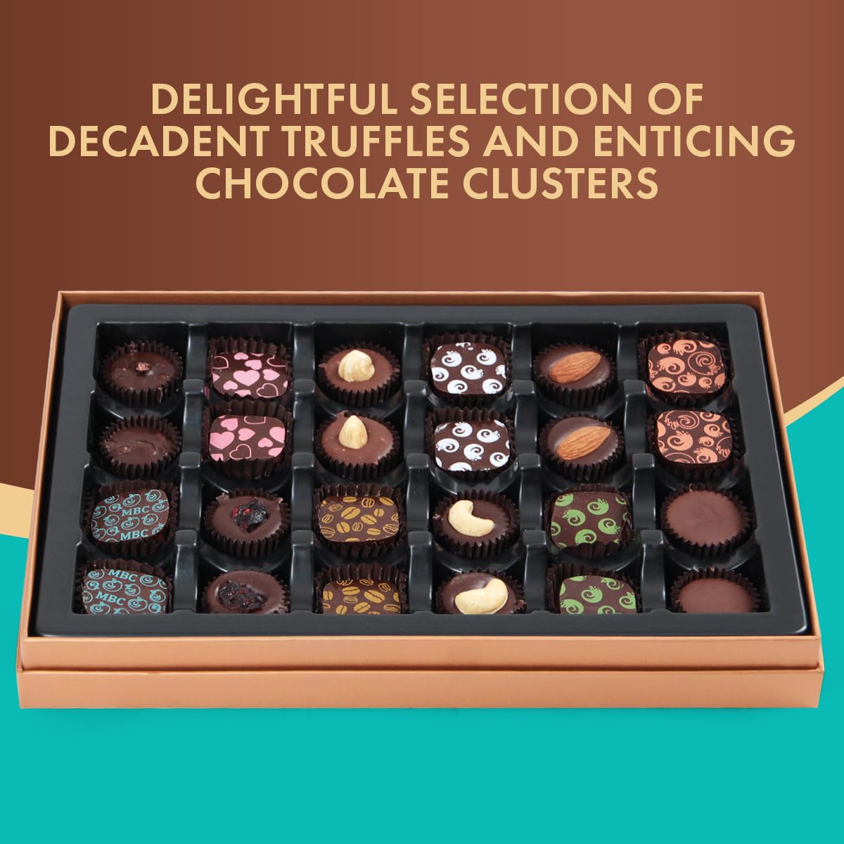 Dark Chocolate Truffles Gift Box, 24 Pieces Of Chocolates Gift Box, Ultimate Assorted Chocolates For Birthdays, Holidays Or Corporate Gifts, A Enhanced Chocolate Experience Made For Gifting