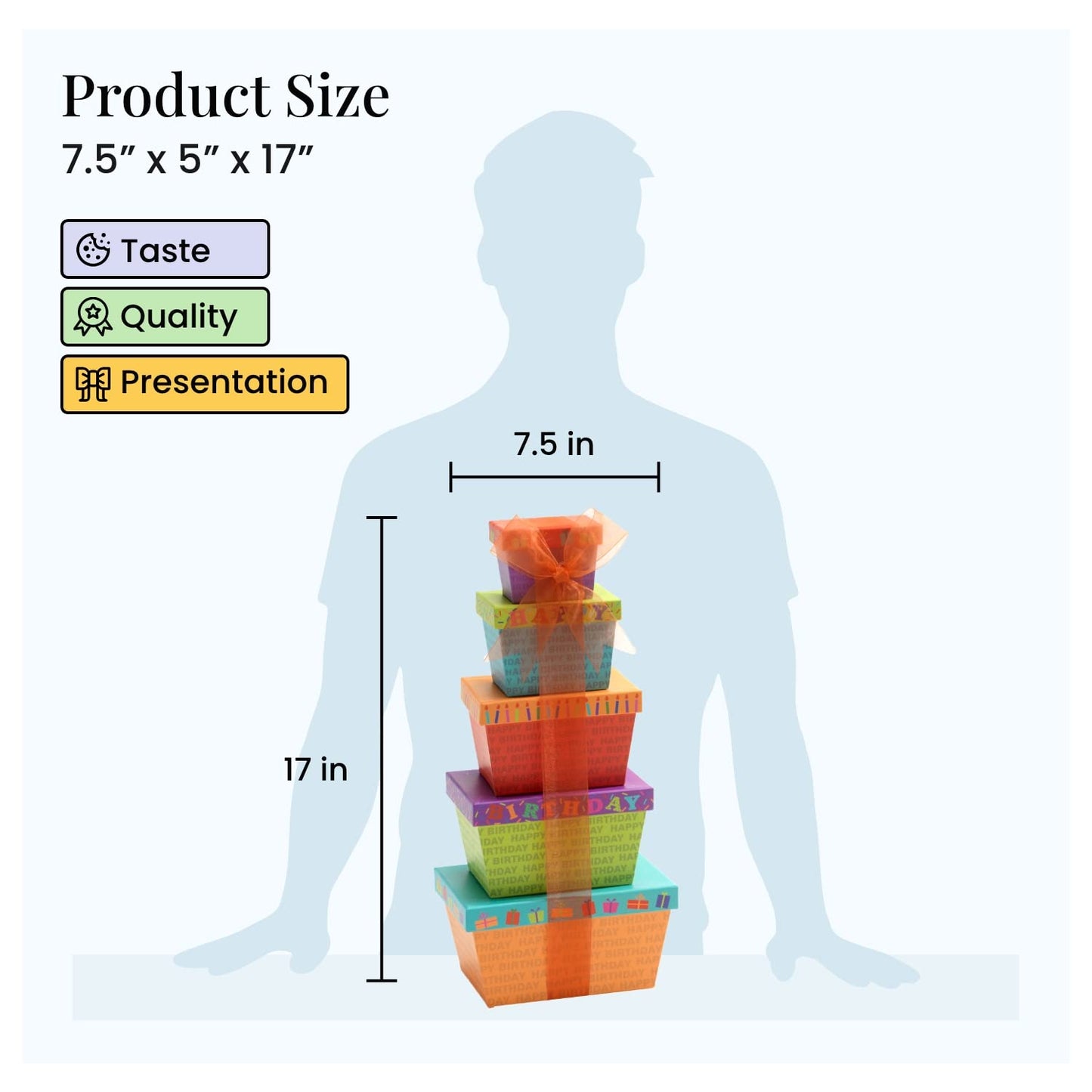 Broadway Basketeers Food Chocolate Gift Basket Tower For Birthdays – Curated Snack Box, Sweet And Savory Treats For Parties, Best Wishes, Birthday Presents For Women, Men, Mom, Dad, Her, Him, Families