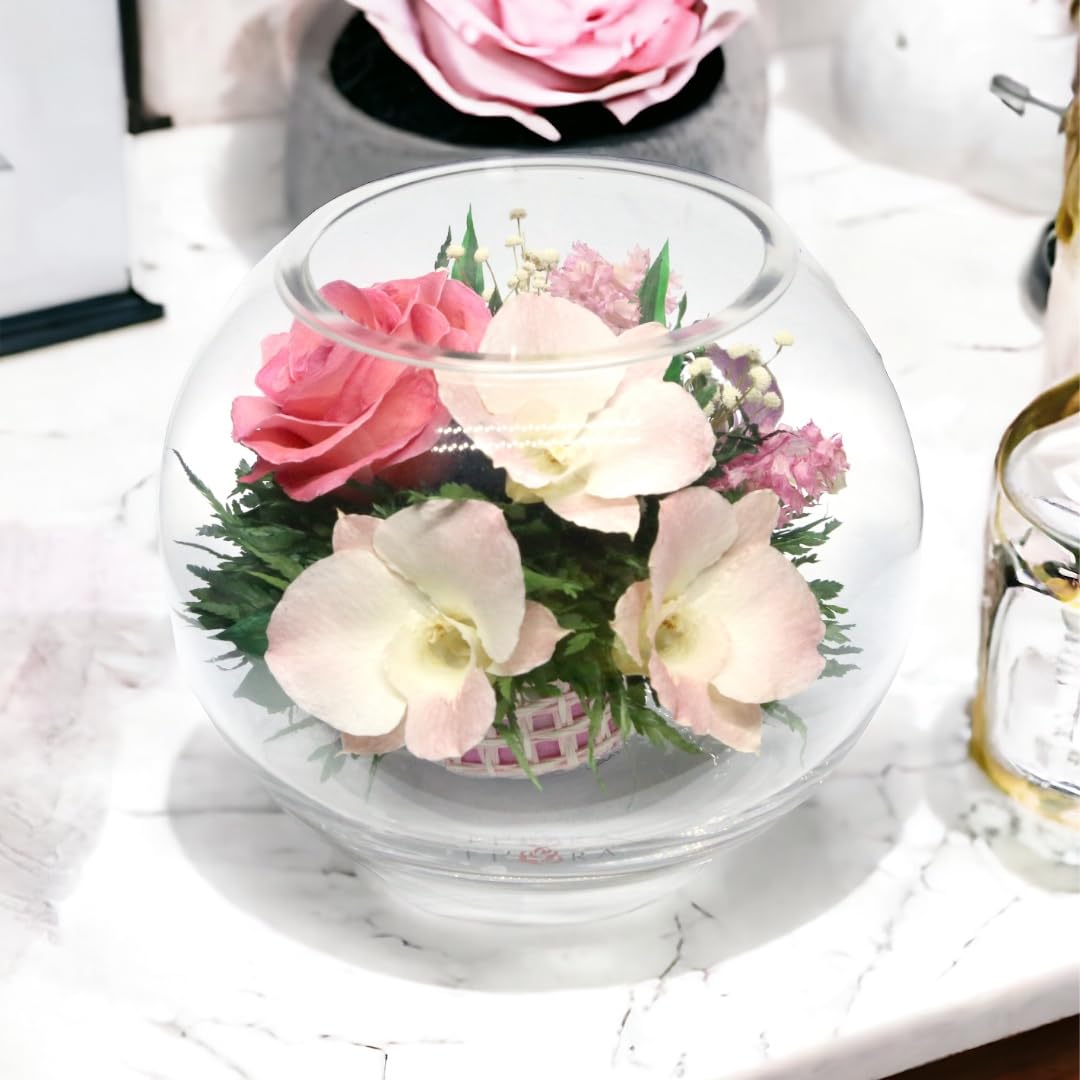 Fiora Flower | Long Lasting Real Roses And Orchids | Lasts Up To 5 Years | Anniversary Floral Arrangement | Unique Present Gift