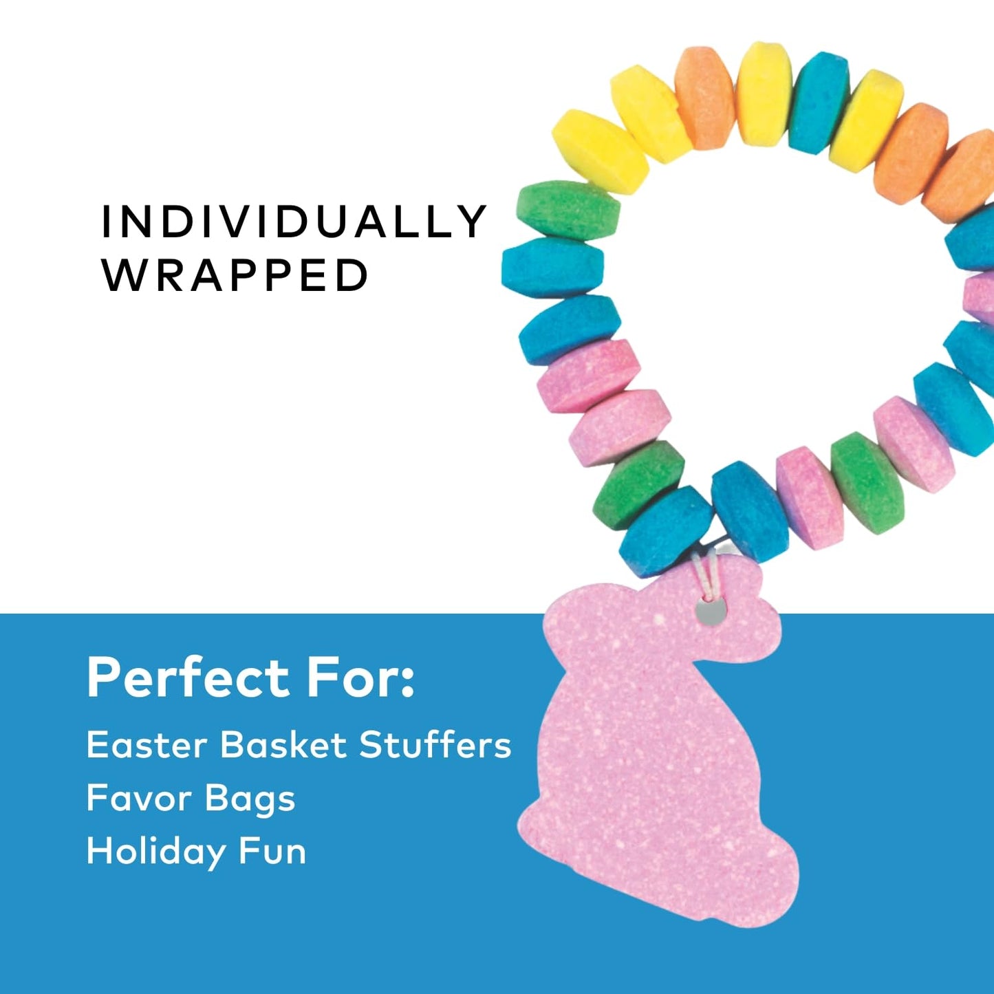Fun Express Easter Candy Stretchable Bunny Bracelets - 12 Pieces - Great For Easter Egg Hunts And Other Easter And Spring Celebr