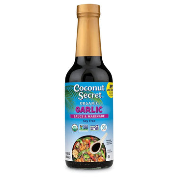 COCONUT SECRET Aminos Garlic Sauce, Low Sodium Soy & Glycemic, Gluten Free, Organic, Vegan, Non-GMO - 60 Total Servings, 10 Fl O