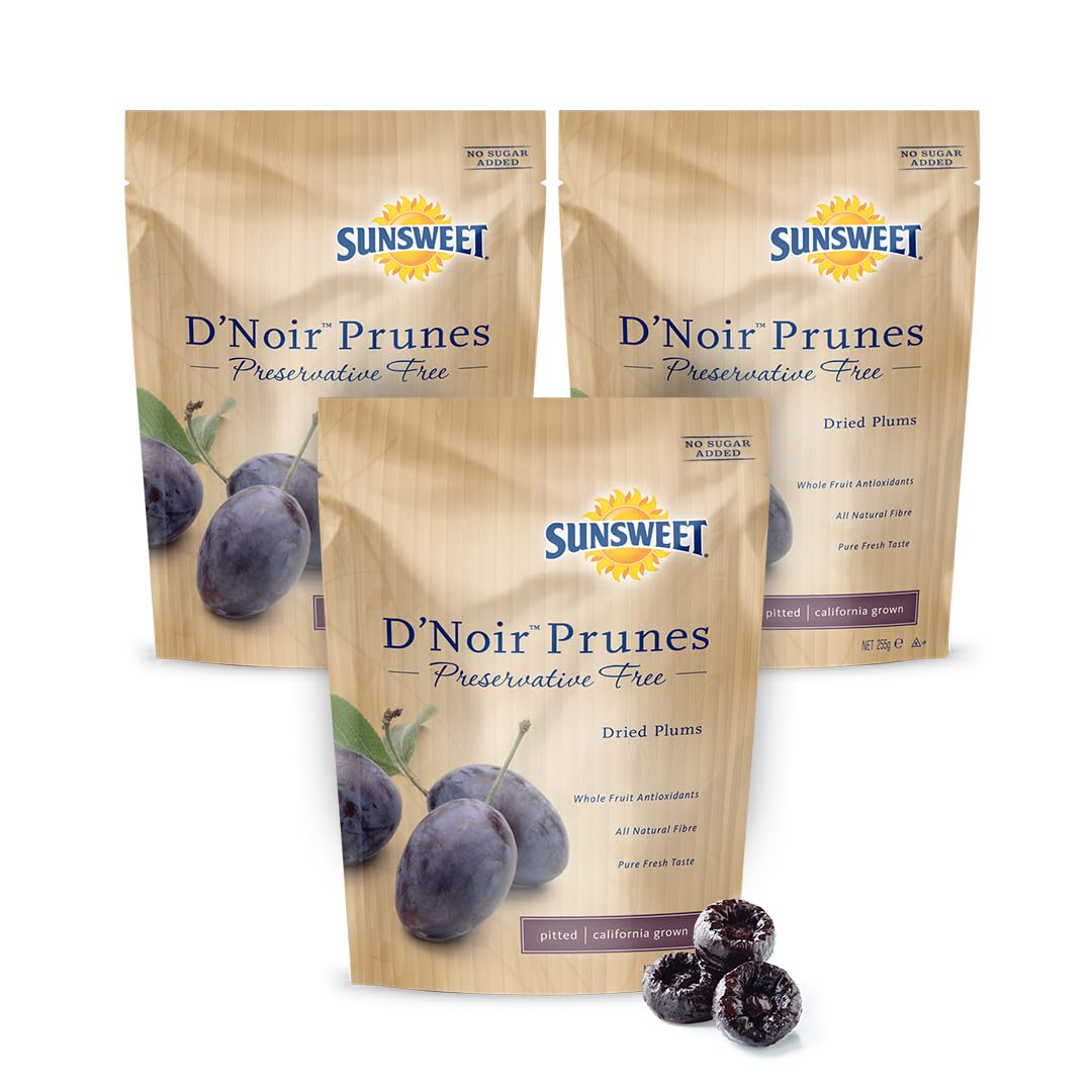 Sunsweet D'Noir Preservative Free Prunes - Prunes Pitted Unsweetened & Dried - Gluten Free, Vegan, Low Fat - Fiber & Minerals - 