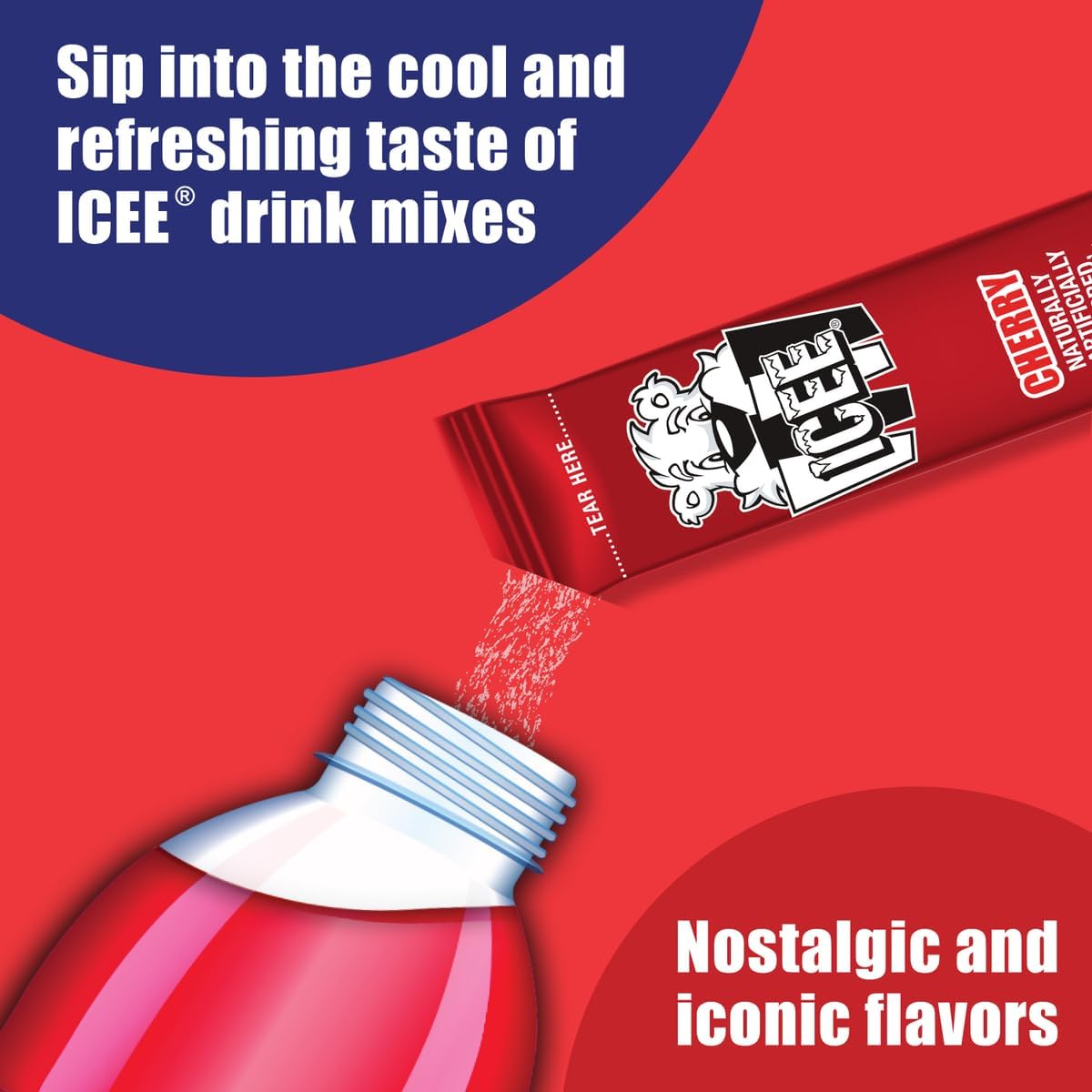ICEE Singles To Go Variety Pack of 6-3 of Each - Cherry and Blue Raspberry - Zero Sugar Powdered Drink Mix - 6 Sticks Per Box -