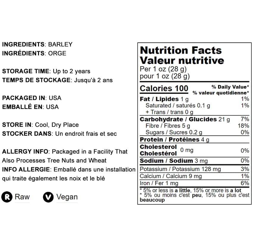 Food to Live Hulled Barley Grain - 100% Whole Grain, Vegan, 1.5 Pounds