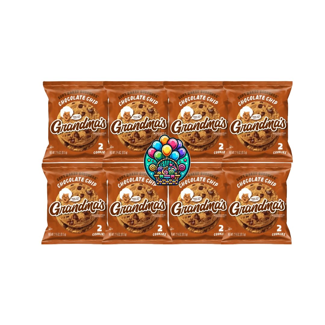 Grandma Cookies Chocolate Chip - pack of 8 (2.12oz each) for Halloween, Christmas and more in a NikAn Supplies Bag