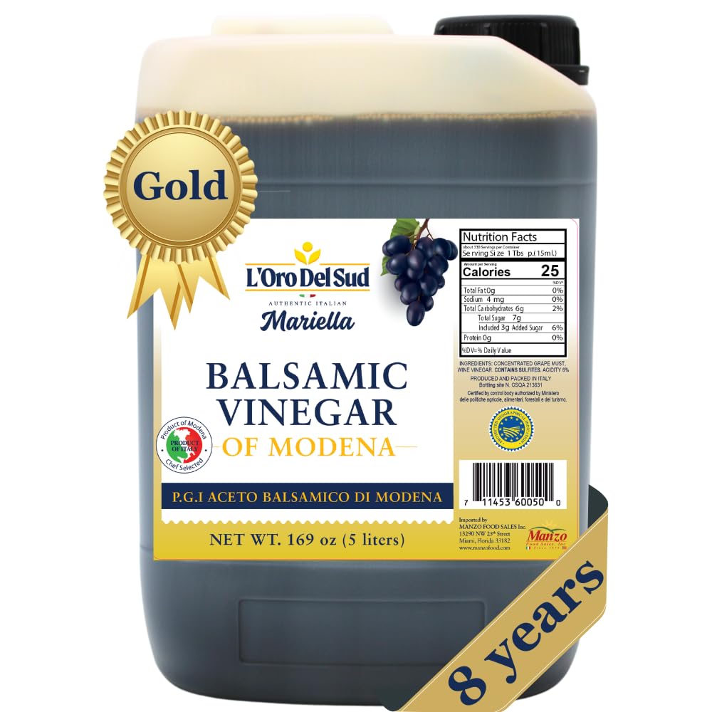 L'Oro Del Sud Ultra Premium,''Gold Label'' 8 year Aged Balsamic Vinegar of Modena, IGP Certified, Mariella, Make your own Glaze,