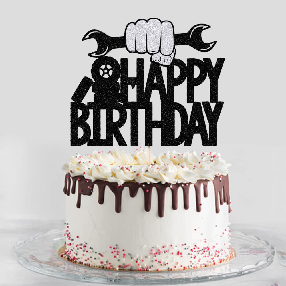 Lveud Happy Birthday Cake Topper -Car Enthusiasts Happy Birthday Cake Topper-Auto Repair Engineer Cake Decorations
