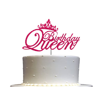 Birthday Queen Glitter Cake Topper, Birthday Party Decorations Ideas, Premium Quality Decoration, Sturdy Doubled Sided Glitter, 