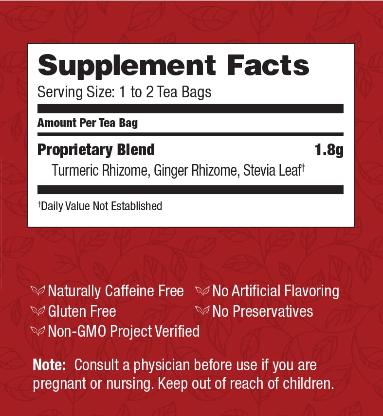 Bravo Tea Tumeric Tea, Caffeine Free, 20 Tea Bags, Model PL689535, 1 Count