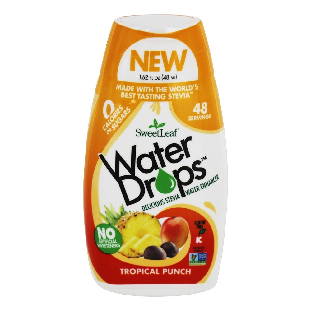 SWEET LEAF, Water Drops, Tropical Pnch, Pack of 12, Size 1.62 FZ, (Low Carb Dairy Free Gluten Free GMO Free Kosher Vegan Wheat F