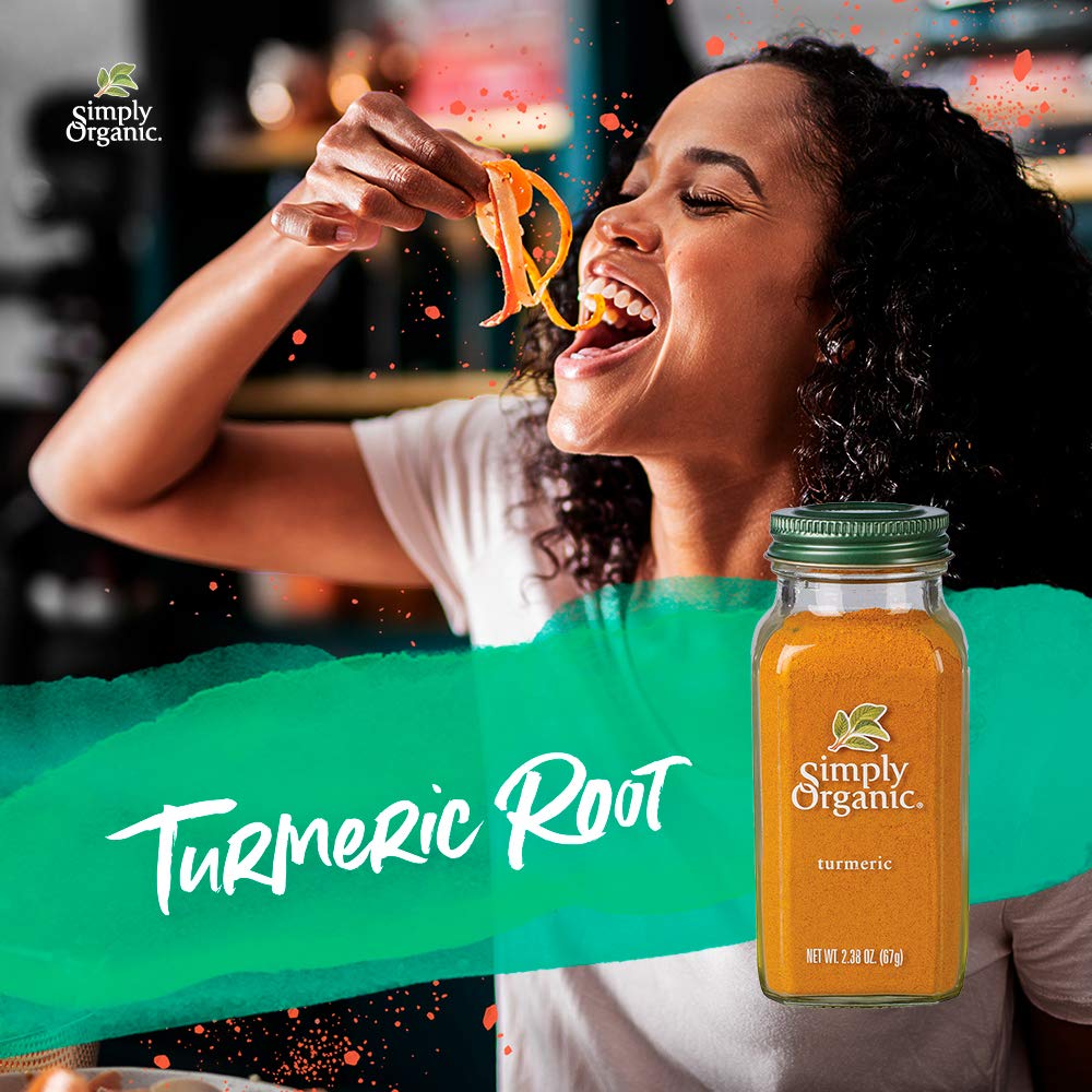 Simply Organic Ground Turmeric Root, 2.38 Oz - Premium Turmeric Spice for Cooking, Baking & Health Benefits