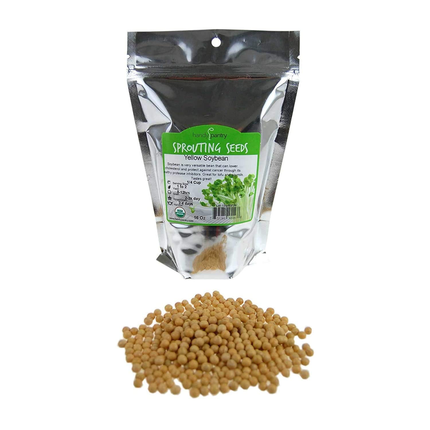 Certified Organic Dried Yellow Soybeans - 1 Lb - Perfect for Use in a Soy Milk Making Machine to Make Soy Milk. Makes Tofu, Roas